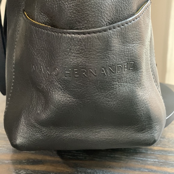 Mario Hernandez black leather tote with metal H appliqués. Pre loved - Picture 3 of 14